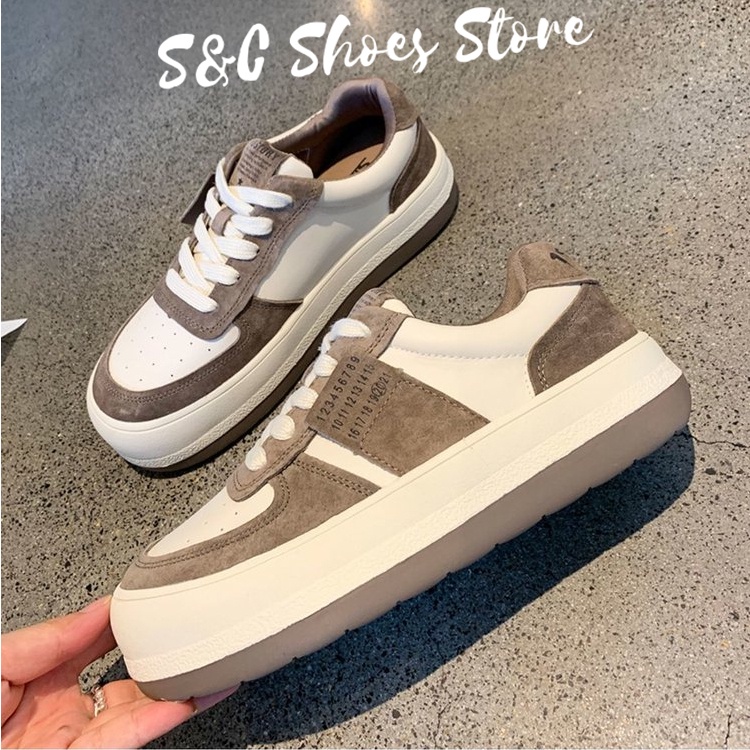 Giày Thể Thao Mũi Tròn Cao 4CM Đơn Giản Chất Lượng Cao Cho Nữ