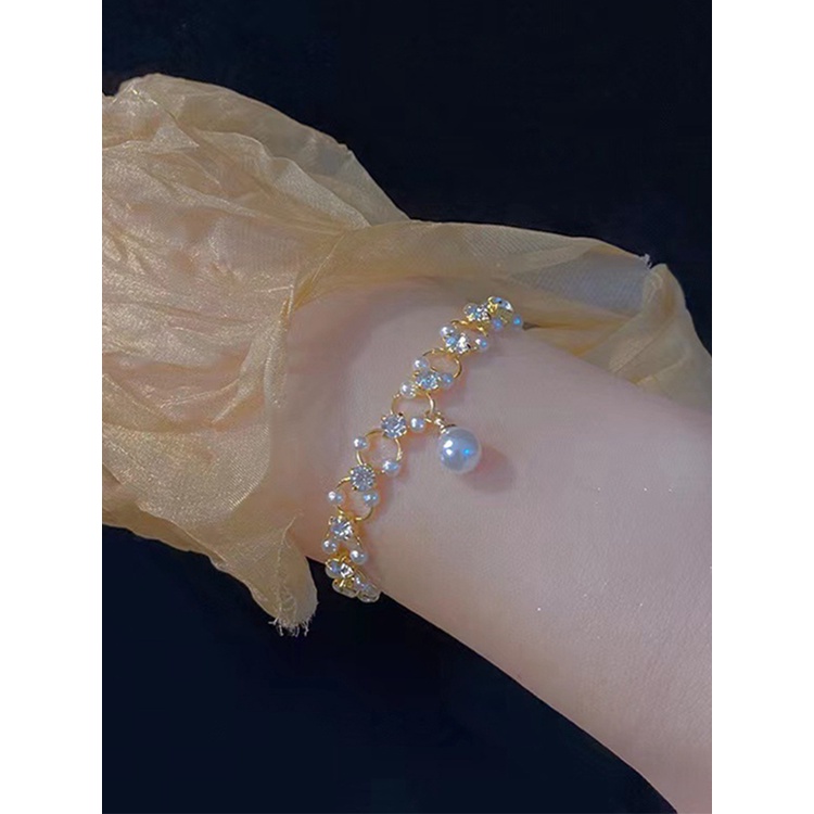 Vòng Tay Đính Đá Zircon Ngọc Trai Nhân Tạo Phong Cách Pháp Dành Cho Nữ
