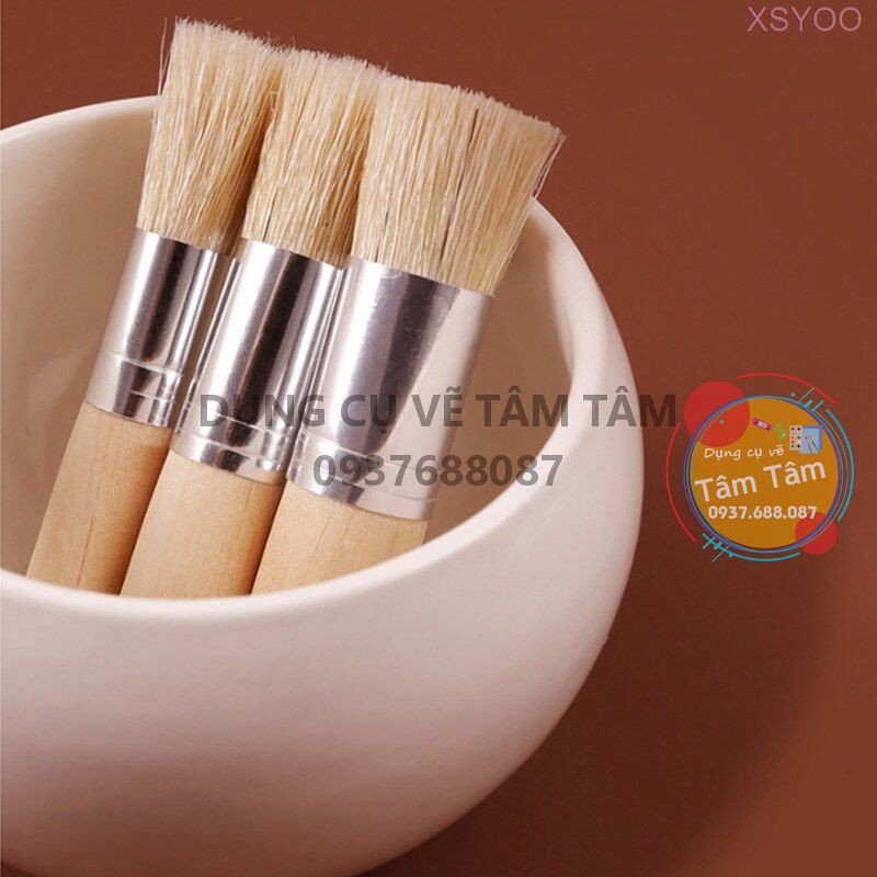 [ TÂM TÂM ]-Bộ cọ vẽ đầu tròn lông lợn, cọ vẽ Stencil Brushes set 3 cây Mont Marte-