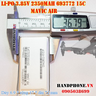 Pin Li-Po 3.85V 693772 2350mAh Dòng xả cao 15C (Lithium Polymer) thay thế cho DJI Mavic AIR Flycam-máy bay điều khiển