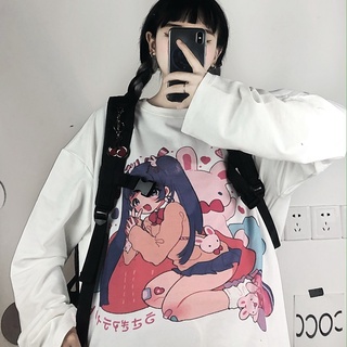 Mới Áo Thun Tay Dài In Họa Tiết Hoạt Hình Anime Phong Cách Hàn Quốc