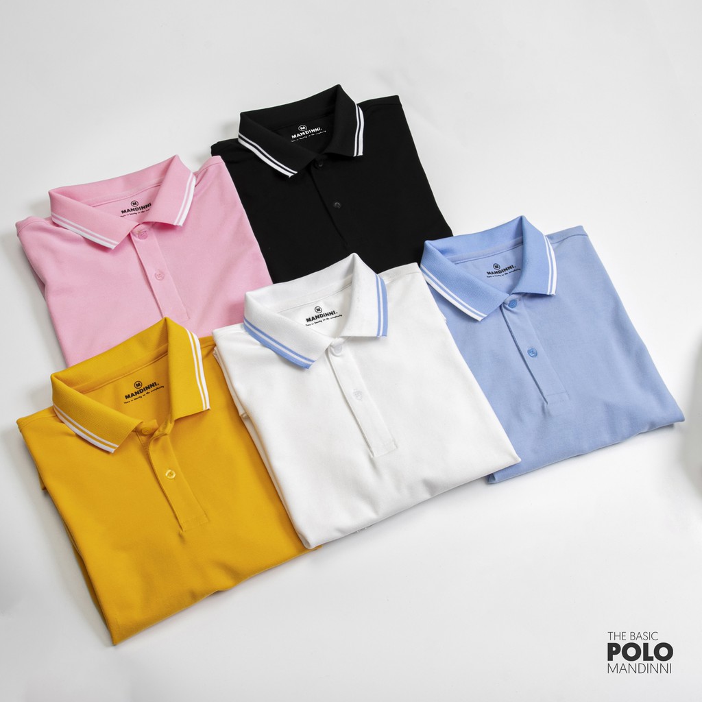 [Mã SKAMFSW175 giảm 10K đơn 50K] Áo thun polo phối viền trắng cổ đơn giản 5 màu - Mandinni