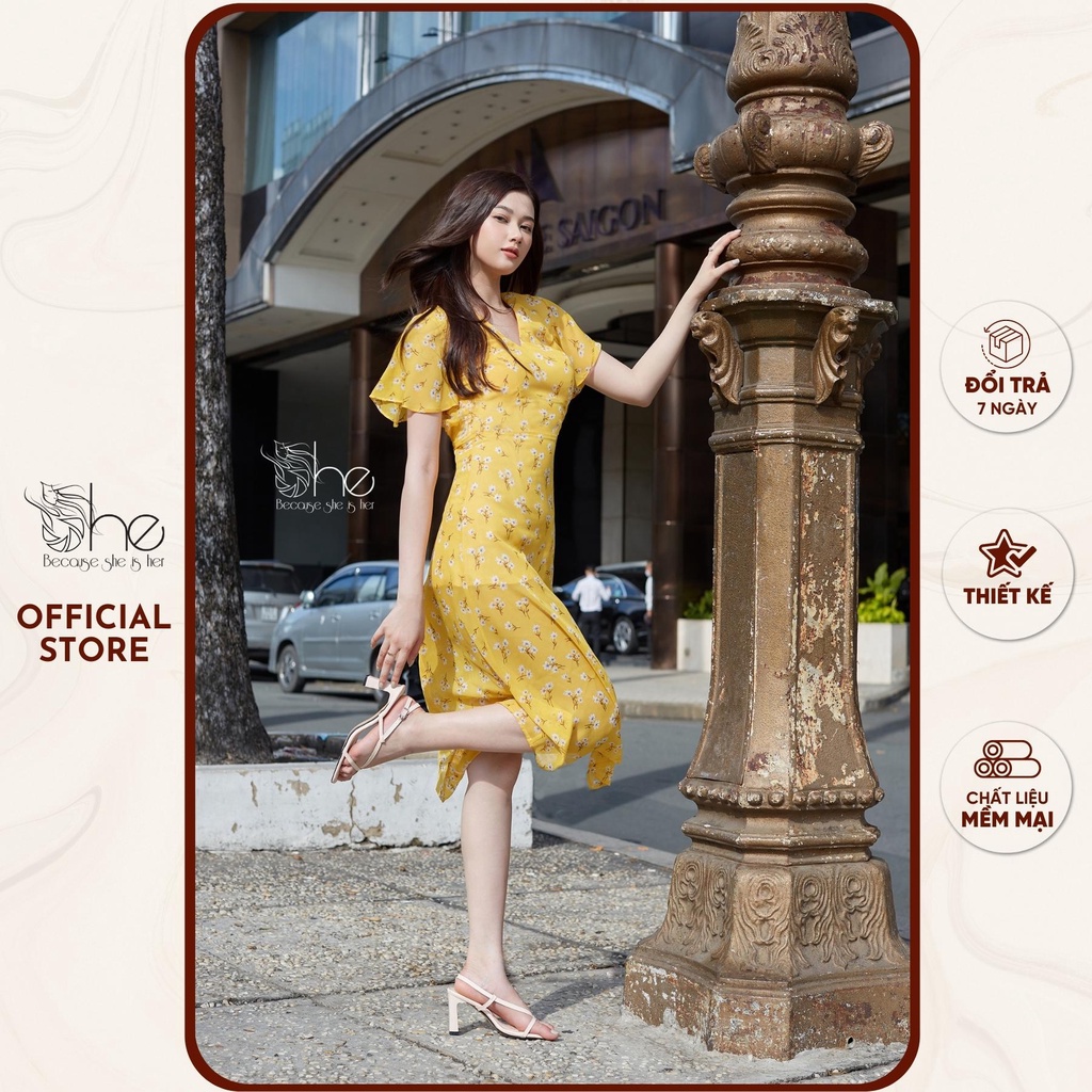 Đầm maxi hở lưng hoa She,váy hoa xẻ tà sẵn mút ngực đi chơi du lịch SDX351