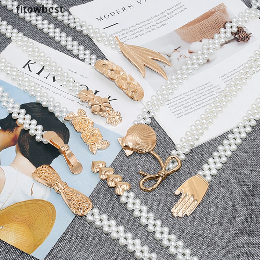 Thắt lưng co giãn GJCUTE đính ngọc trai giả thanh lịch dành cho nữ