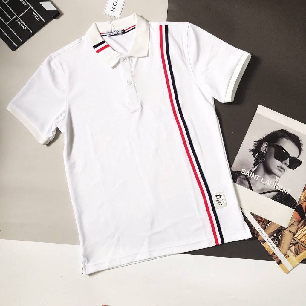 Áo Polo, áo thun nam cao cấp cổ bẻ phối  sọc UP SIZE XXL 82kg  form ôm dáng chuẩn đẹp chất thun lạnh cotton thoáng mát | BigBuy360 - bigbuy360.vn