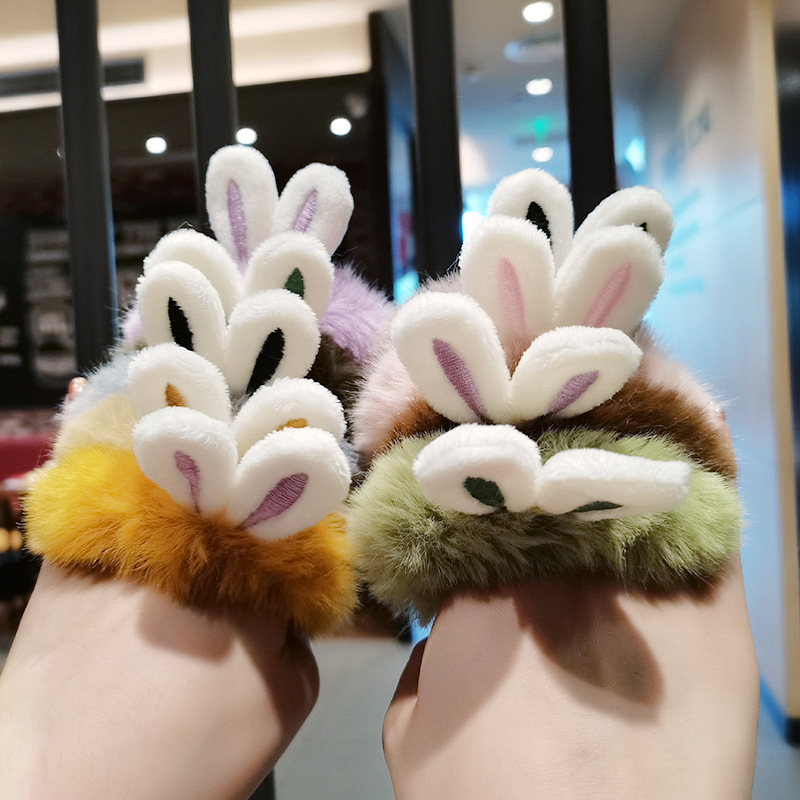 Dây buộc tóc nhồi bông họa tiết tai thỏ đáng yêu D20101101