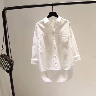 Áo sơ mi trắng cổ đức 2 túi