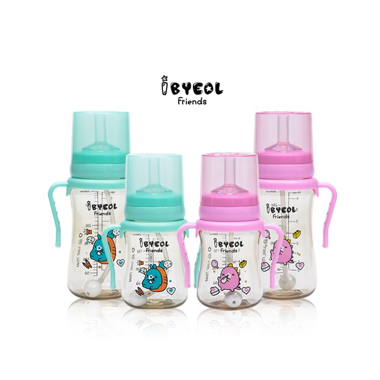 [CHÍNH HÃNG HÀN QUỐC] Bình ống hút tập uống cho bé IBYEOL Friends PPSU 200ml/300ml