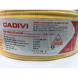 1 mét Dây điện Cadivi đơn CV 5.5
