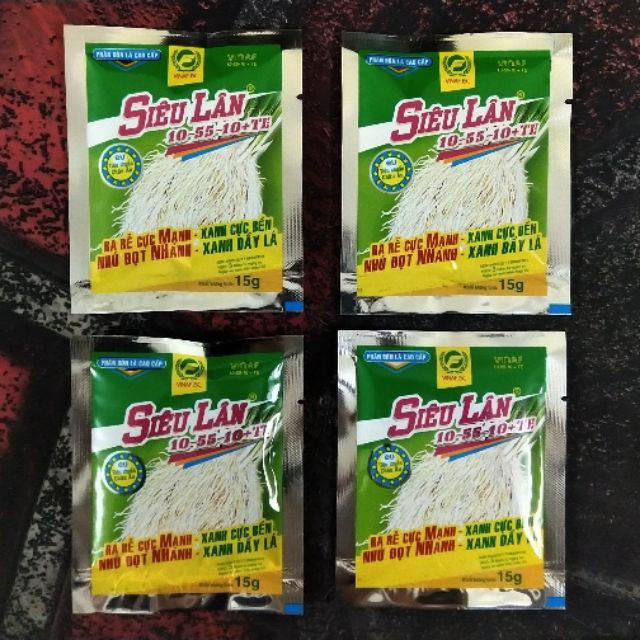 [SIEURE] Combo 4 gói Siêu Lân 10-55-10+Te-15gram/gói- hàng đẹp, phân phối chuyên nghiệp.