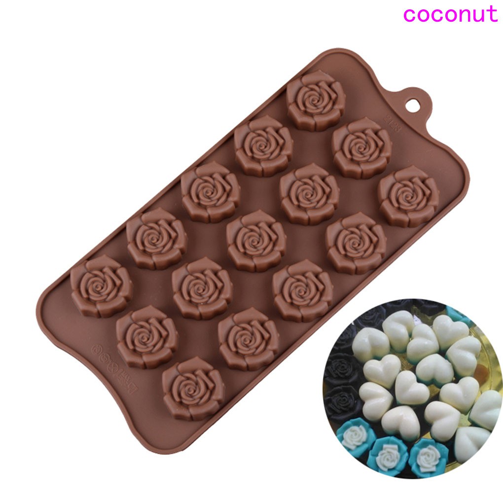 Silicone 15 Rose Flower Shape Chocolate Molds Cake Moulds Cake Decorating Tools Jelly Ice Molds