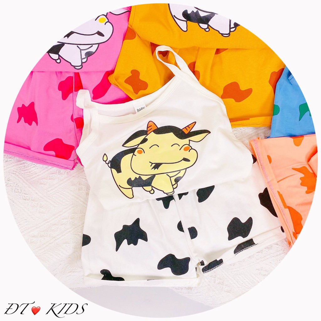 Bộ 2 dây in hình bò sữa siêu đáng yêu quai nhỏ cho bé gái 8-18kg