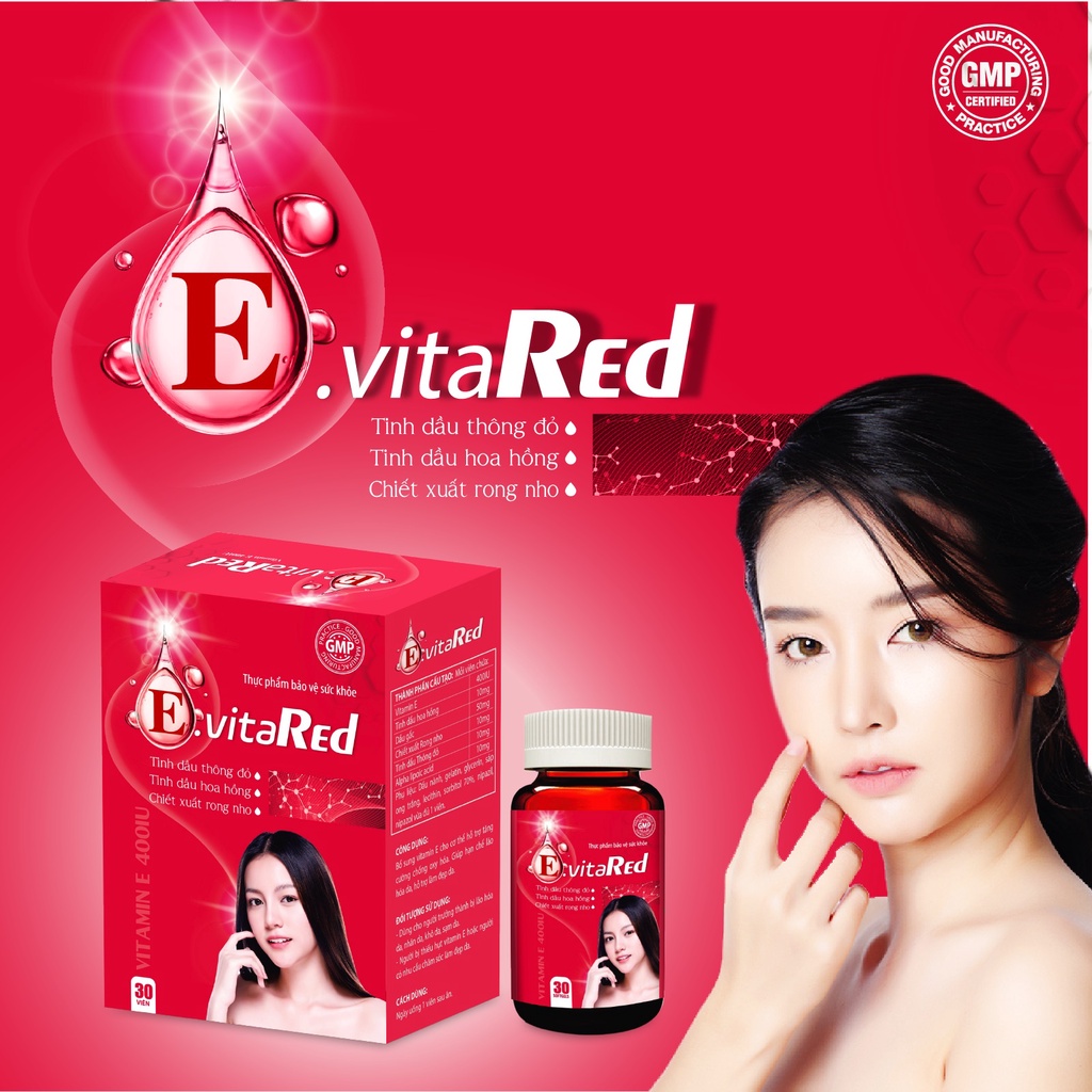 Viên Uống Sáng Đẹp Da Green Heart Pharma Evita Red Vitamin E Đỏ Lọ 30 Viên