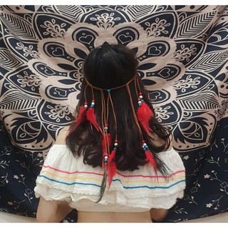 Dây quấn đầu (headband) gắn lông vũ phong cách boho