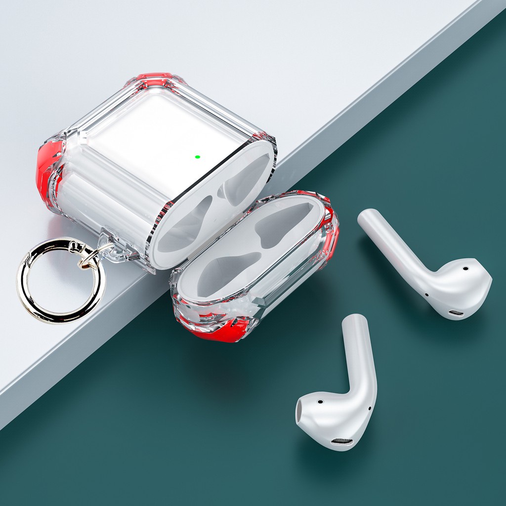 Vỏ Bảo Vệ Hộp Sạc Tai Nghe compatible AirPods 1 2 Apple Kèm Móc Khóa