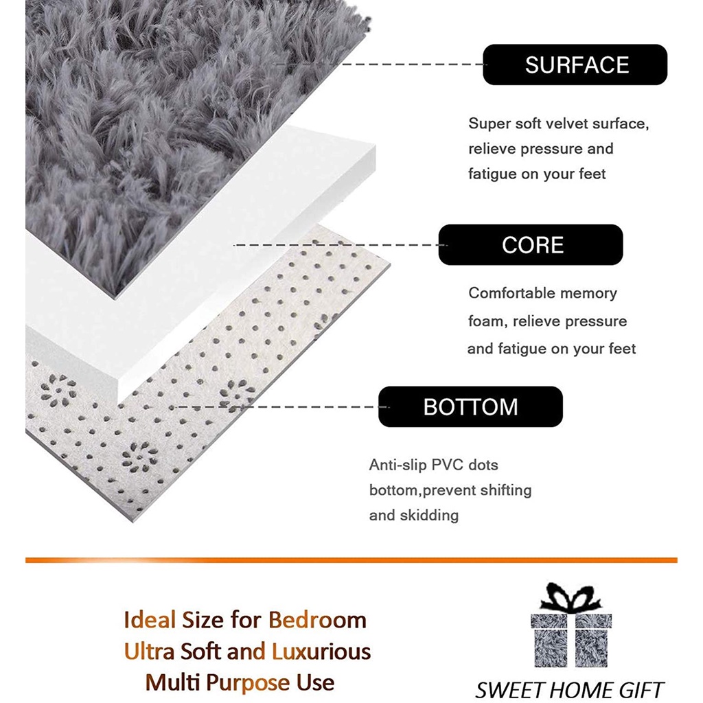 Thảm lông siêu mềm nhuộm màu chống trượt