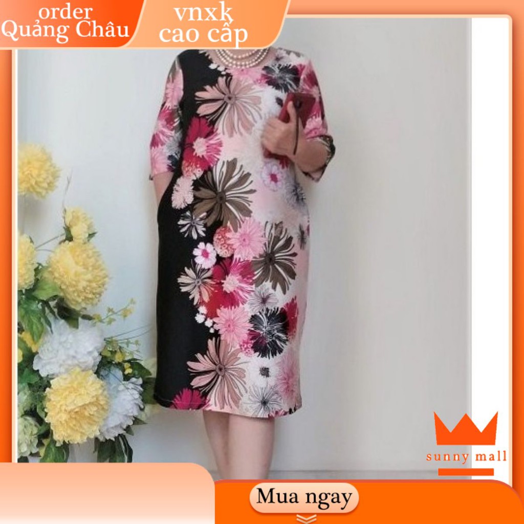Váy Đầm Trung Niên Suông Thun Dày Co Giãn bigsize tặng mẹ rẻ đẹp đầm xinh giá tốt