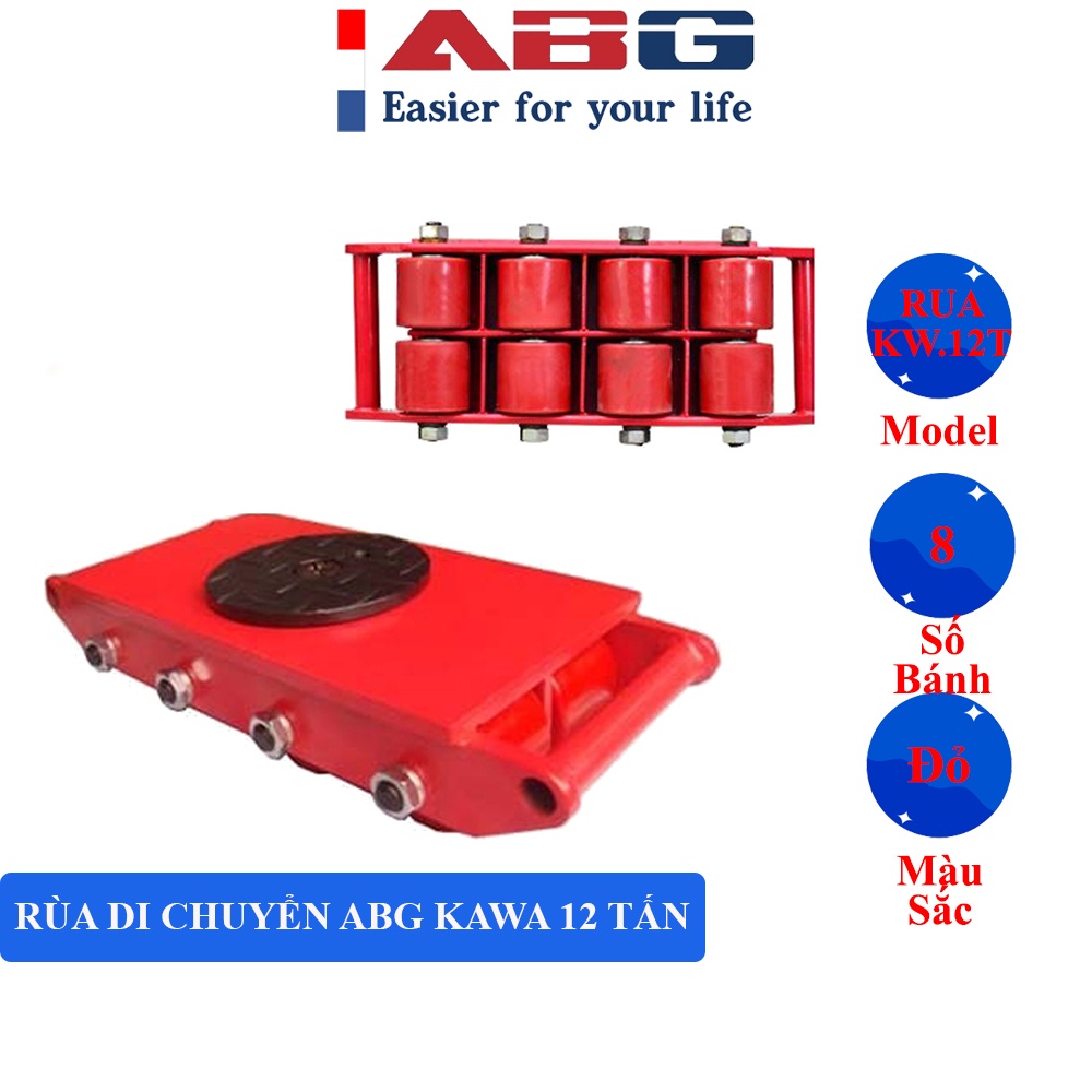 Rùa Di Chuyển ABG KS 12 Tấn Đẩy Hàng Tải Trọng Cao, Bền Bỉ, Thiết Kế Tối Ưu Êm Ái Trong Nhà Xưởng, Xây Dựng