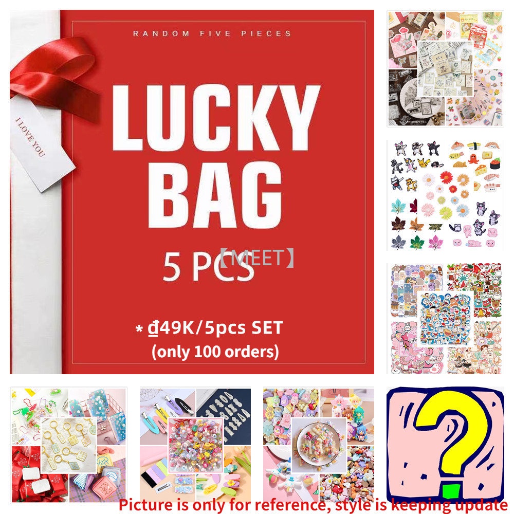 【MEET】{5pcs/SET Vận chuyển ngẫu nhiên} Túi may mắn bất ngờ Túi may mắn bí ẩn
