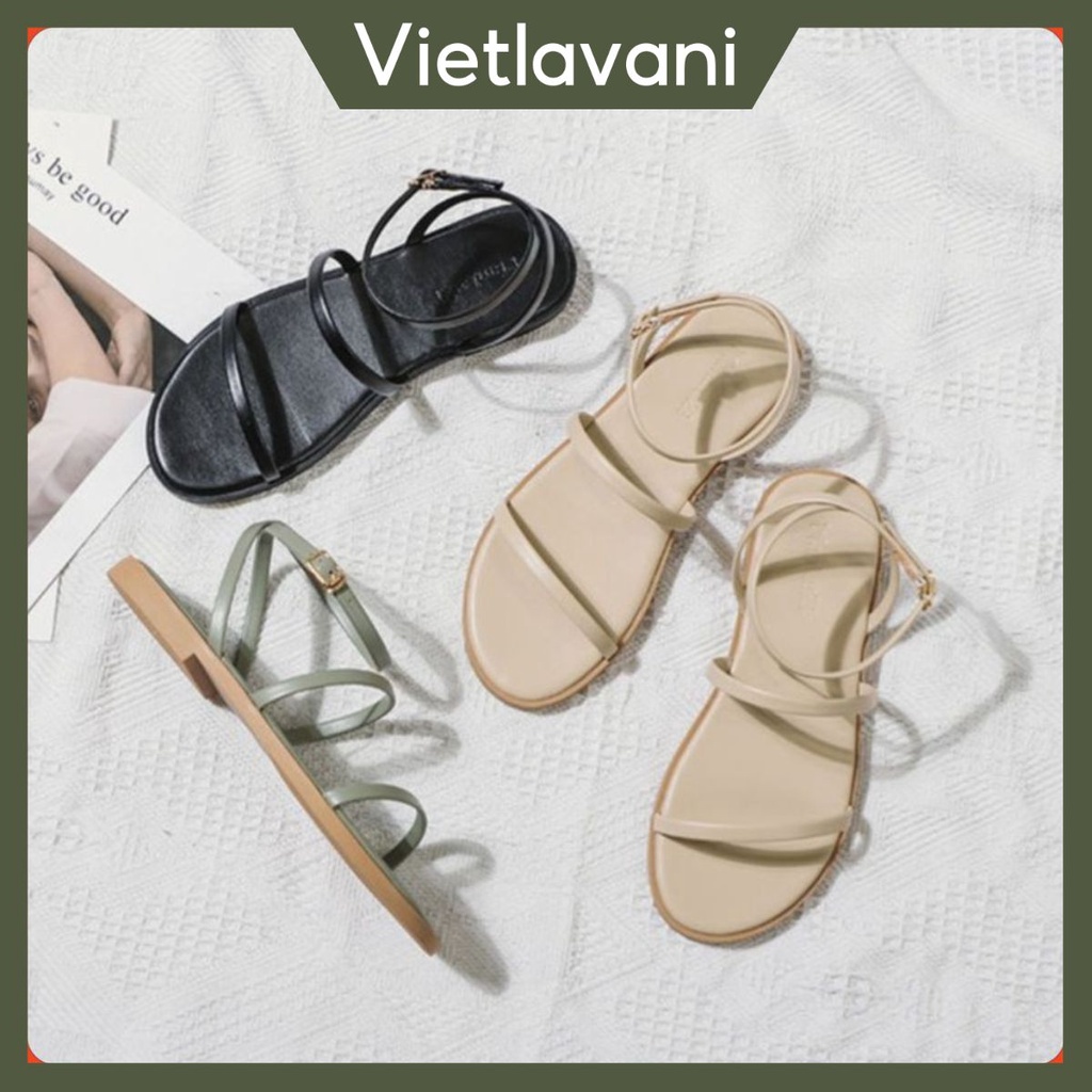 Giày sandal đế phẳng mũi tròn thiết kế quai đan  thoải mái thời trang cho nữ mã BBS38