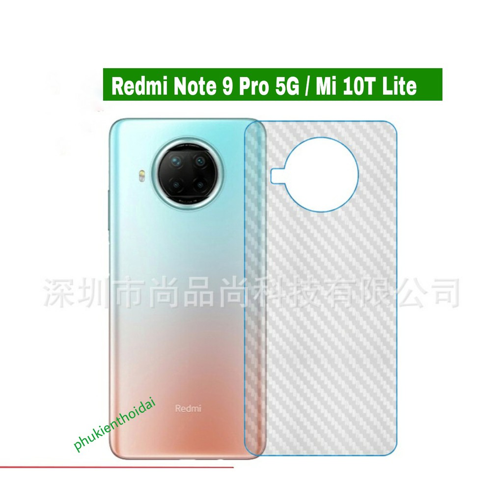 Dán lưng Carbon Redmi Note 9s / Note 9 Pro / Note 9 / Redmi 10 X 4G / Mi 10T Lite / Note 9 PRO 5G chống vân tay cacbon