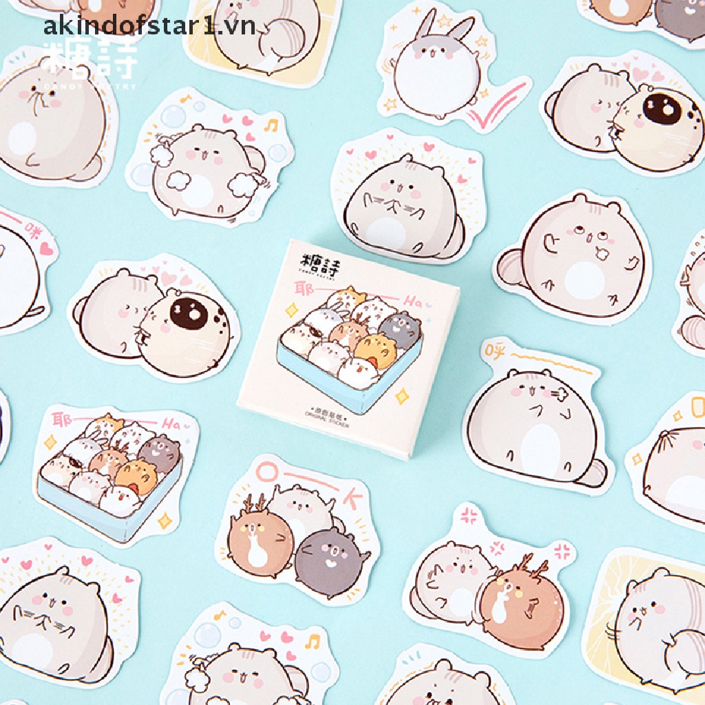 Set 45 Sticker Hình Chuột Hamster Dễ Thương Dùng Trang Trí Sổ Tay Diy