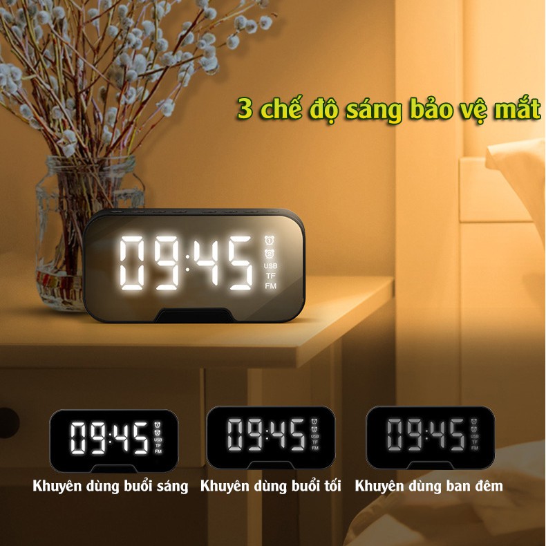 Loa Bluetooth G10 Mặt Gương Hiển Thị Đèn Led - Loa Bluetooth - Đài FM - Đồng Hồ Báo Thức 3 in 1 HOT