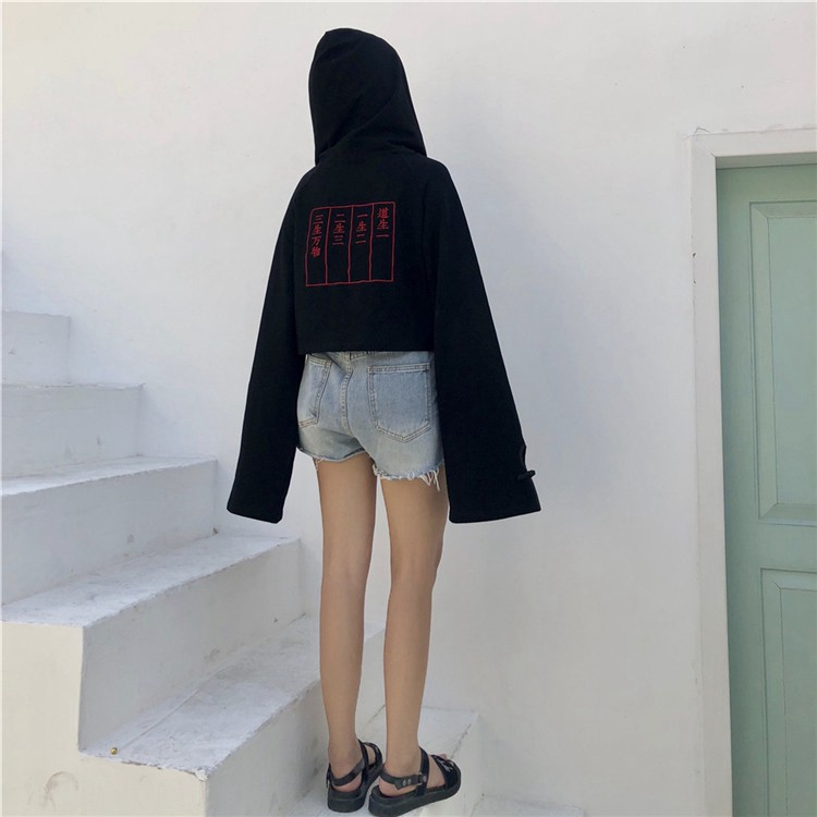 [ORDER TMALL 113 ] Hoodie Croptop Tay Loe Mẫu Mới Nhất 2021