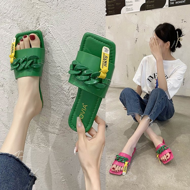 [ Mã 66CBSALE giảm 30K đơn 200K] Dép Quai Ngang Ulzzang Đế Bằng Phối Dây Xích Sành Điệu Cho Nữ | BigBuy360 - bigbuy360.vn