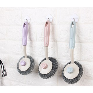 Bàn chải cọ xoong nồi bằng thép, vệ sinh nhà bếp đa năng có tay cầm- GD526