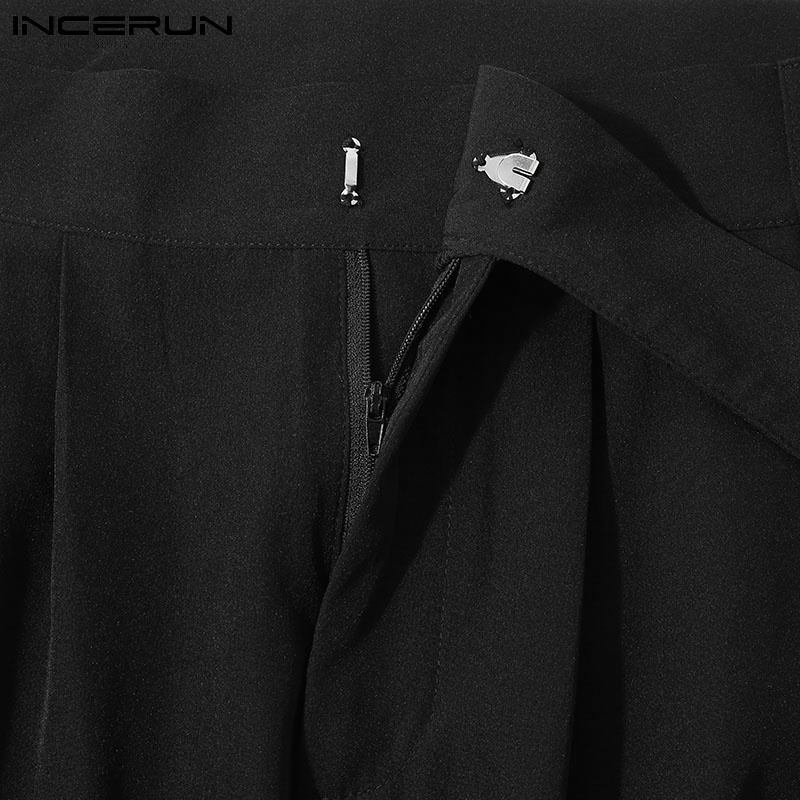 Bộ 2 món INCERUN gồm áo cardigan tay ngắn màu sắc tương phản + quần dài dáng rộng phong cách vintage cho nam