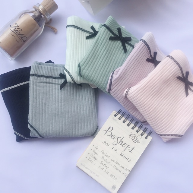 [Mã 12FASHIONSALE1 giảm 10K đơn 50K] Quần lót nữ cotton tăm tre đính nơ gân 2 mặt siêu thấm hút mồ hôi QC39 | WebRaoVat - webraovat.net.vn