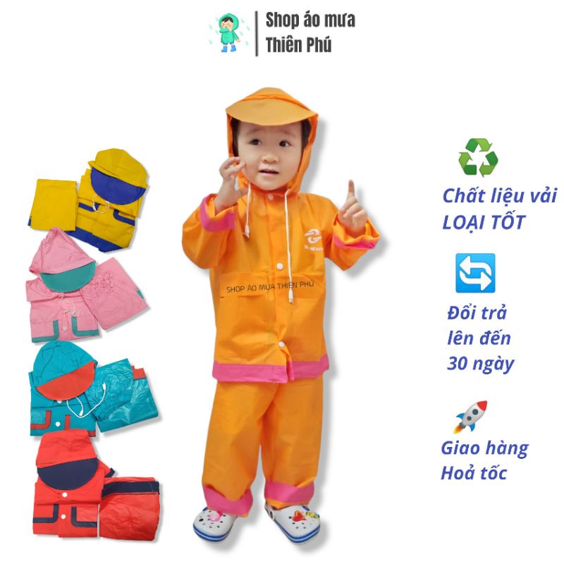 ÁO MƯA BỘ CHO BÉ | Mẫu có viền| áo mưa Thiên Phú
