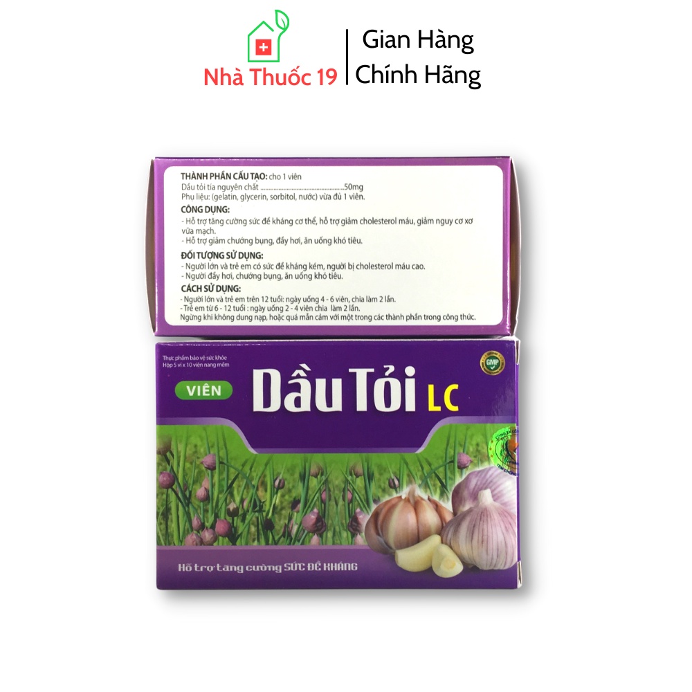 Dầu tỏi LC - Kiểm soát mỡ máu, giảm nguy cơ xơ vữa động mạch vành, tăng cường sức đề kháng (Hộp 50 viên Chính Hãng)