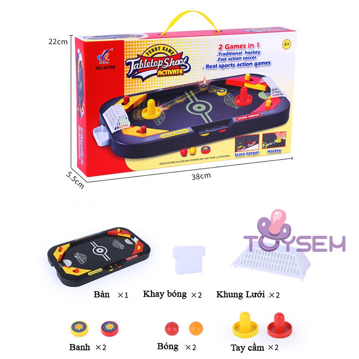 Đồ chơi trẻ em đánh bóng bàn khúc côn cầu trên băng dành cho 2 người toysem - Quà tặng sinh nhật, thôi nôi cho bé