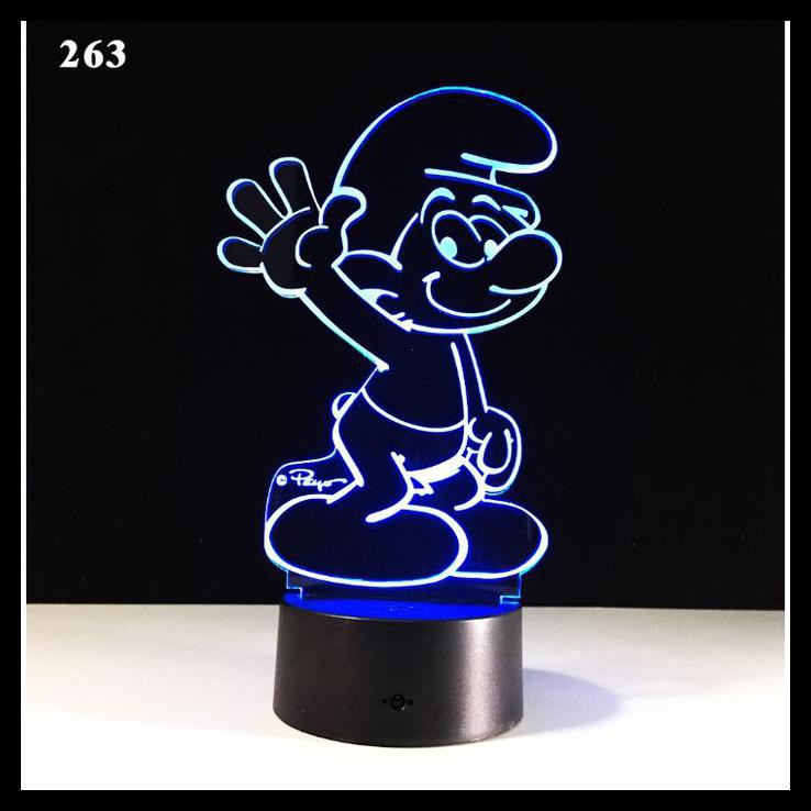 Đèn Led 3d Hình Sega Sonic Smurf Hologram Để Bàn Trang Trí