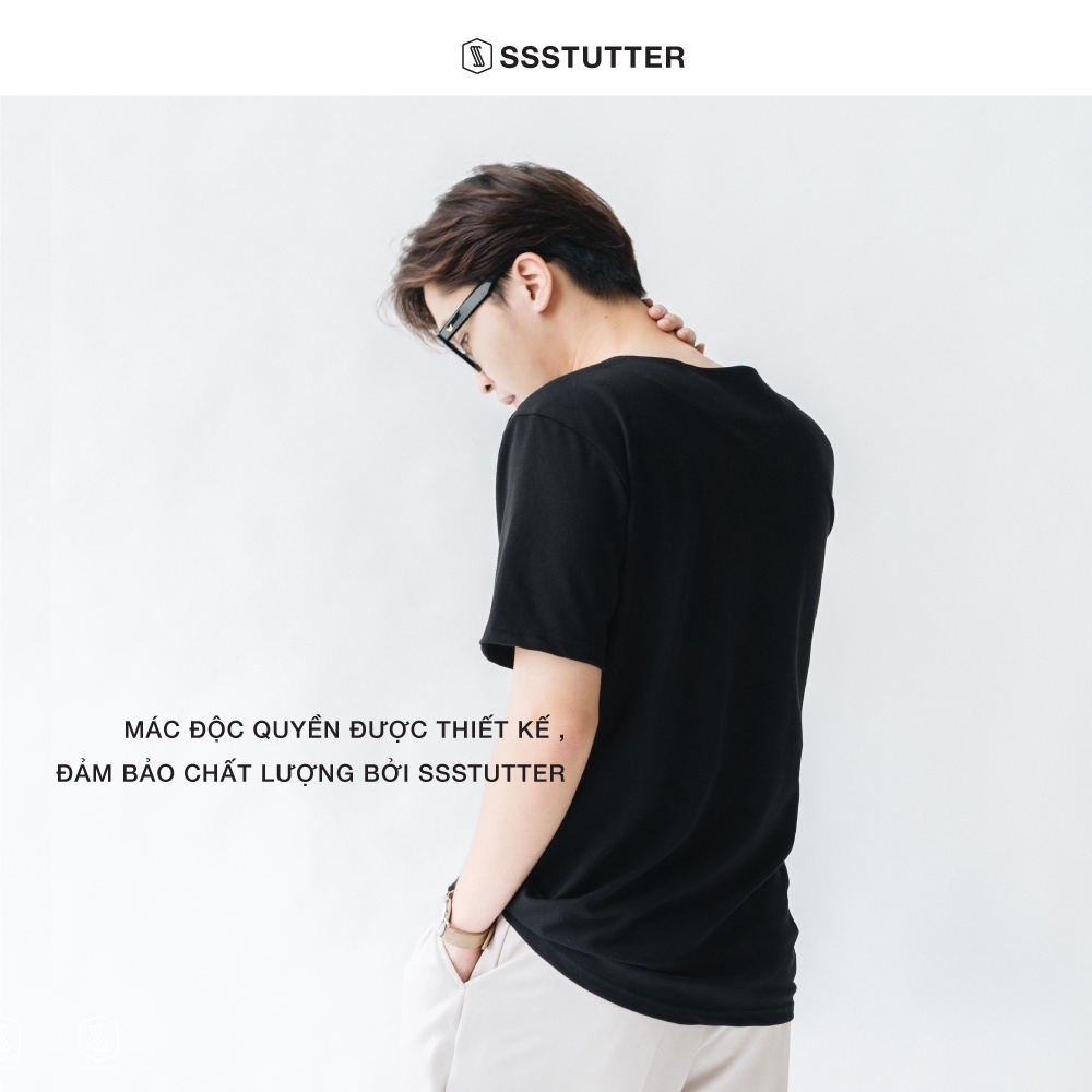 Áo phông Nam ngắn tay cổ vuông SSStutter vải Cotton thấm hút mồ hôi co dãn 4 chiều thoải mái 4 màu Square Tee | BigBuy360 - bigbuy360.vn