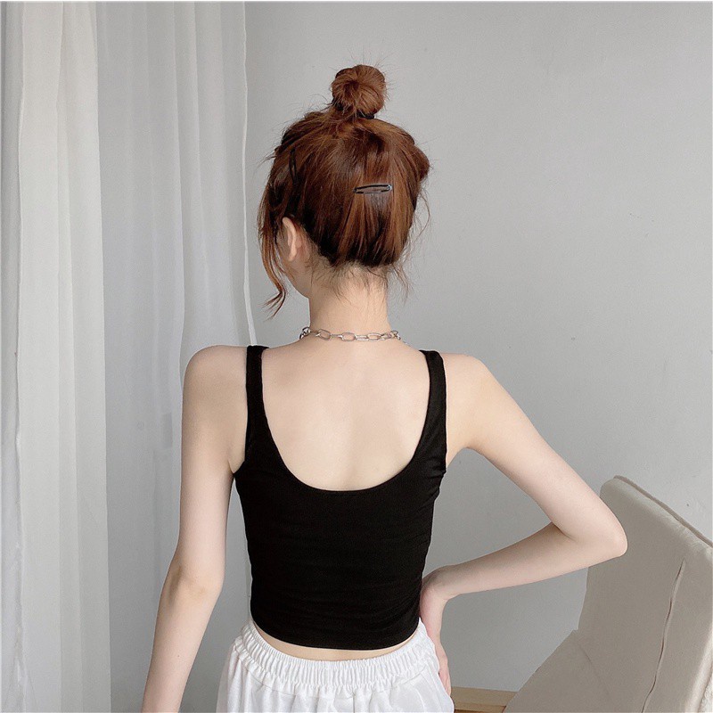 Áo croptop SUXI không tay cổ tròn in họa tiết thời trang mùa hè Hàn Quốc cho nữ