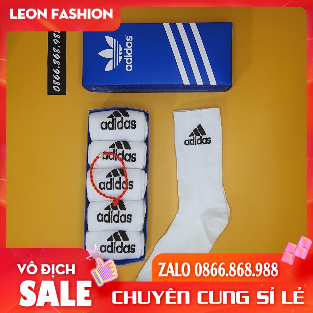 Tất  ADIDAS Cổ cao Hàng dày xuất khẩu [Hộp 5 Đôi] Vớ Nam Nữ Thể thao Dệt kim Cao cấp QUÀ TẶNG - Kho sỉ tất