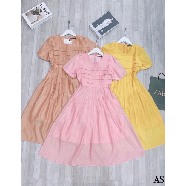 Váy tơ li eo tay bồng 3 màu | BigBuy360 - bigbuy360.vn