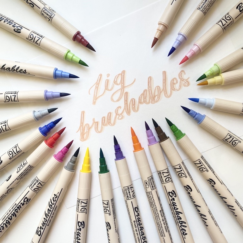 Bút viết thư pháp hiện đại Marker Kuretake Zig Brushables Brush Pen 2 đầu Nhật Bản (Màu lạnh)