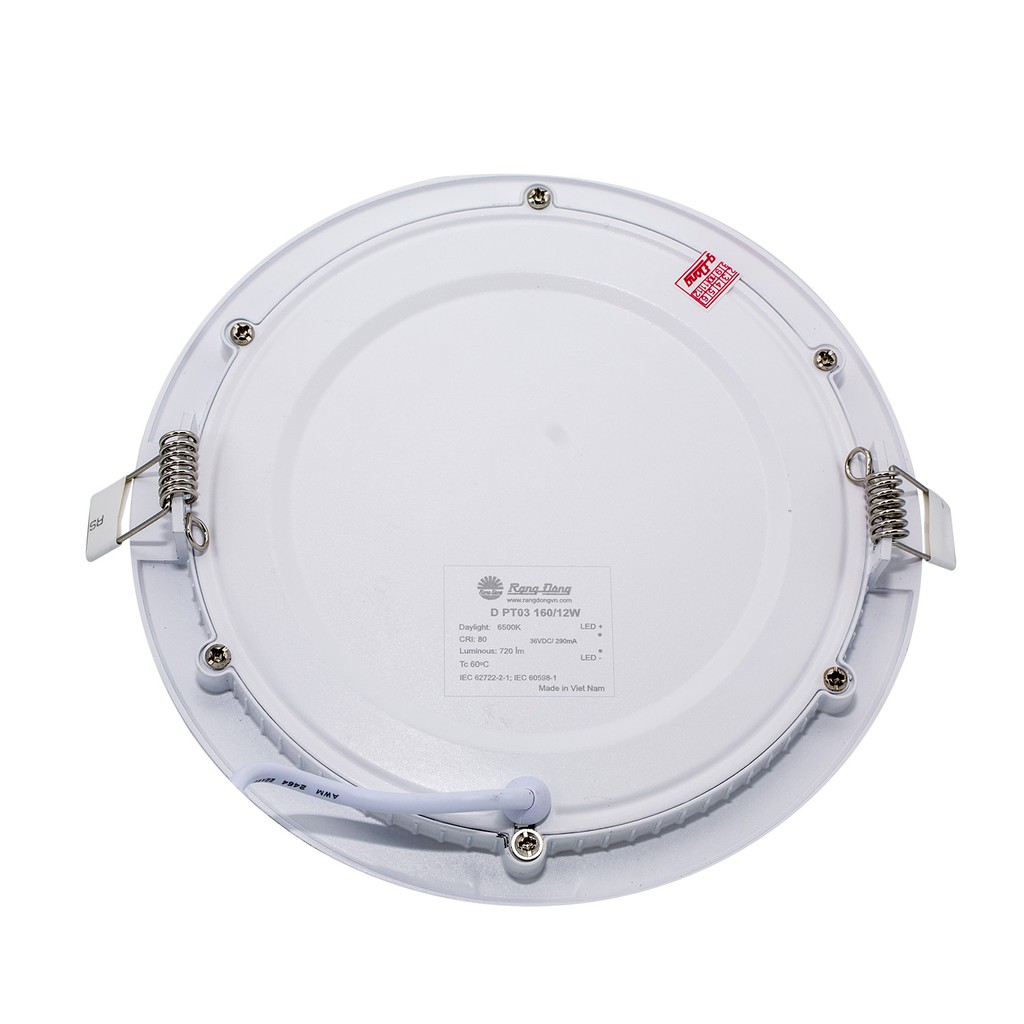 Đèn LED Panel tròn 12W siêu mỏng Rạng Đông, khoét lỗ 160mm, siêu sáng, Model: PT03 160/12W