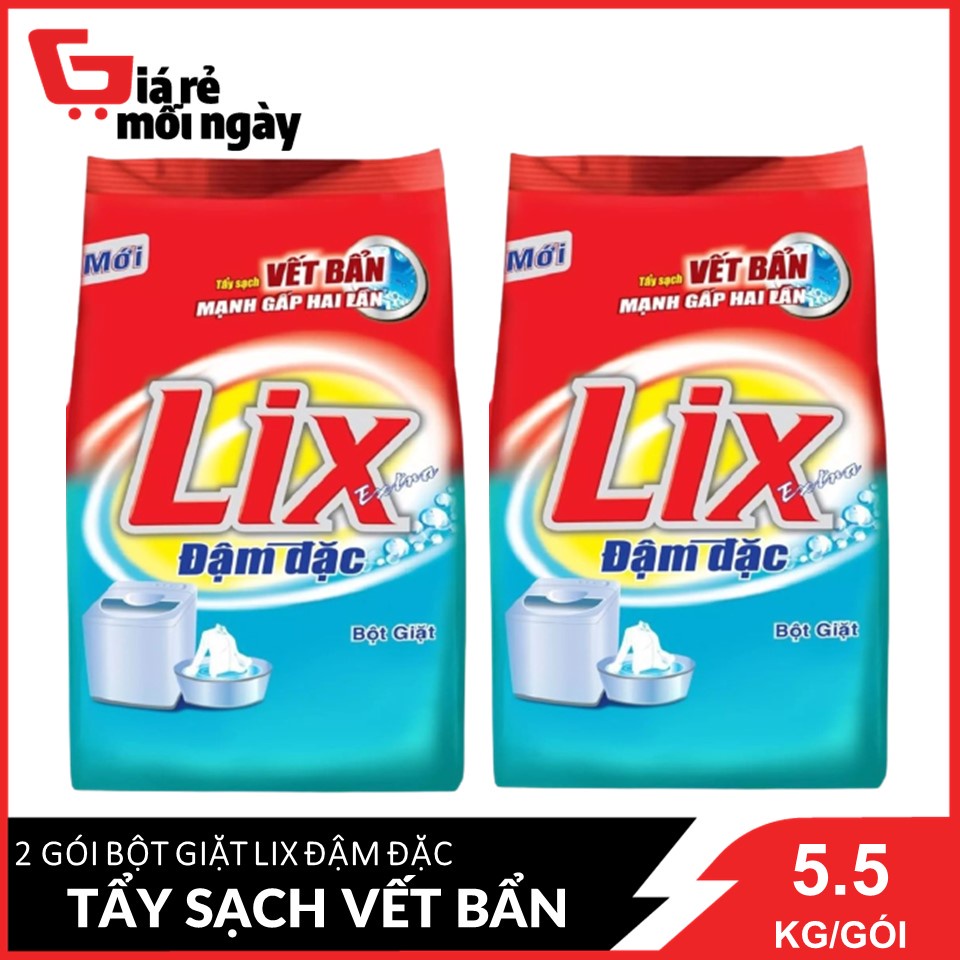 COMBO 2 Bột Giặt LIX Đậm Đặc Tẩy sạch Vết Bẩn Mạnh gấp 2 lần 6Kgx2