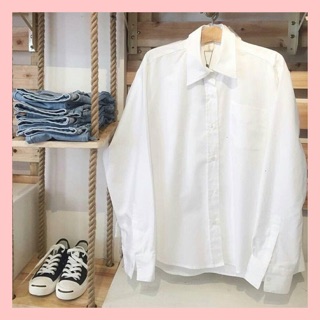 ÁO BASIC SƠ MI TRẮNG OVERSIZE
