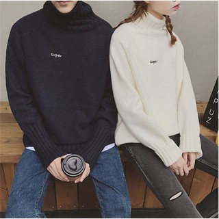 Áo Len Đôi Cổ Lọ Dáng Basic Thêu Chữ Super Áo Len Đôi Nam Nữ 2019