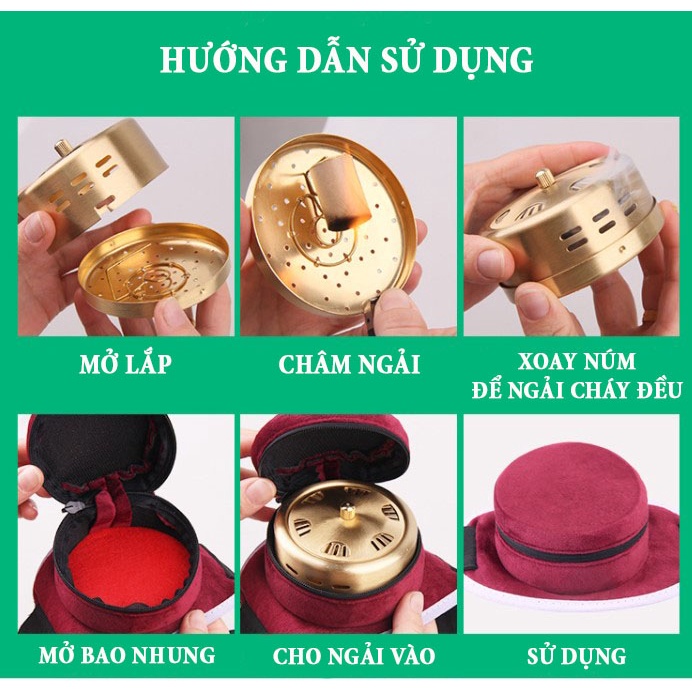 { LOẠI ĐIỀU CHỈNH NHIỆT + NHUNG GIỮU NHIỆT } Đai xông ngải cứu 4 cao cấp