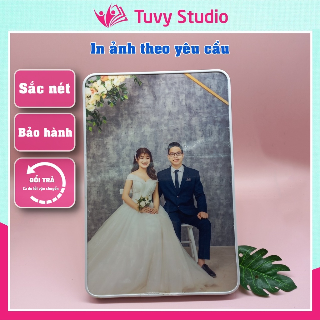 Khung ảnh để bàn cỡ 15x21 ép gỗ, tráng gương, nẹp mika in theo yêu cầu tại Tú Vy Studio in ảnh cho con quà tặng