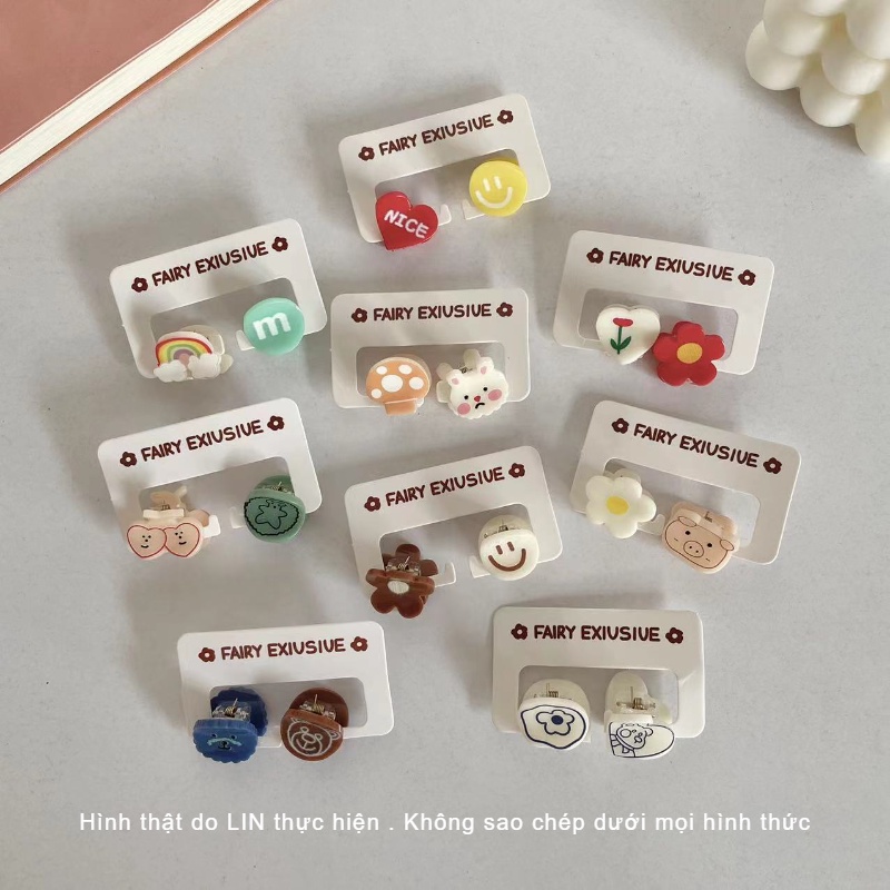(Bộ 2 Cái) Kẹp Tóc Kẹp Mái Mini LIN Nhiều Hình Dễ Thương