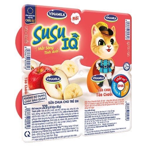 Sữa chua ăn SuSu IQ loại táo chuối - Vỉ 4 hộp x 80g (giá bán đã trừ khuyến mãi)