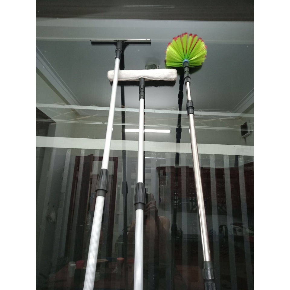 Chổi quét mạng nhện cây bằng nhôm,vệ sinh trần nhà,phủi bụi trên cao kết hợp lau kính+gạt nước mưa